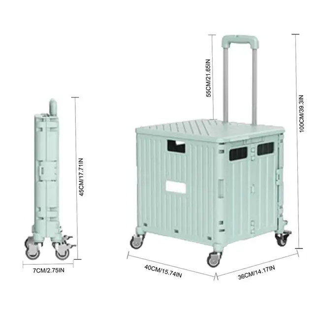 45L/65L Hordozható Nagy Kapacitású Bevásárló Kocsi Teleszkópos Pólus Utazási Tok Összecsukható Kimenő Piknik Tároló Doboz - Image 6