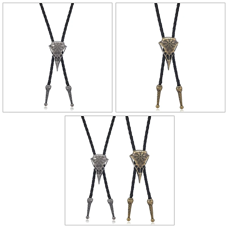 

Crow Skull Cowboy Braids Rope Bolo Tie Shirt Collar Necktie Jewelry Necklace