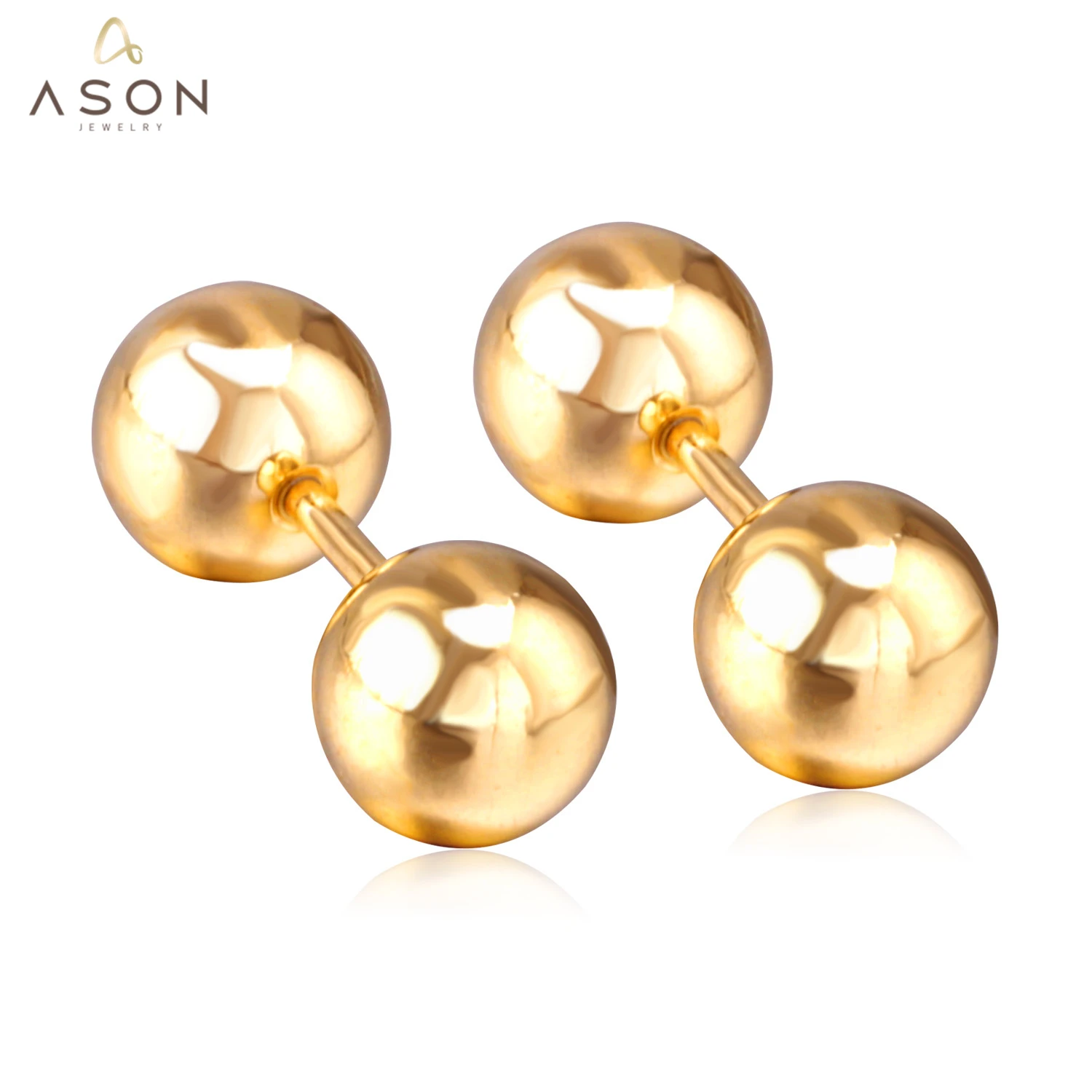 Double Piercing Earrings Studs Earrings Ball Screw Steel Gold Ball