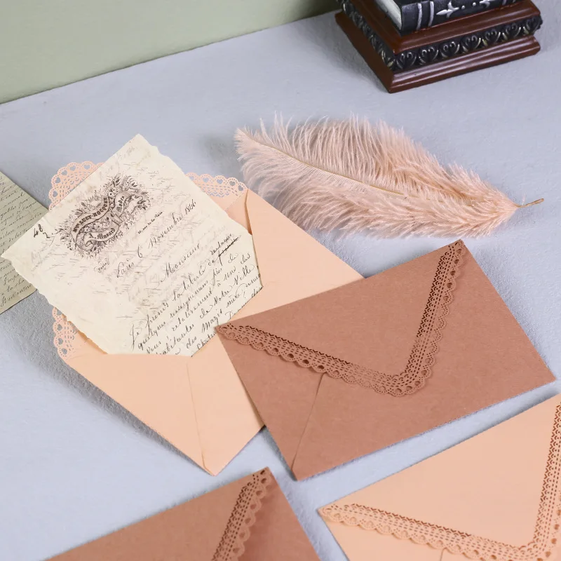 10pcs Colorful Hollow Triangle Envelope Laser Engraving Lace Birthday Wedding Invitation Wedding Invitation vintage envelope