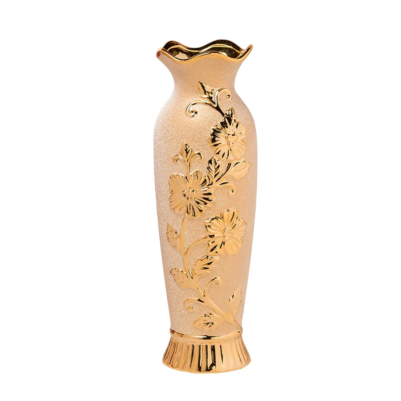 Luxury Europe Gold-Plated Ceramic Vase Home Decor Creative Design Porcelain Decorative Flower Vase For Wedding Decoration 5