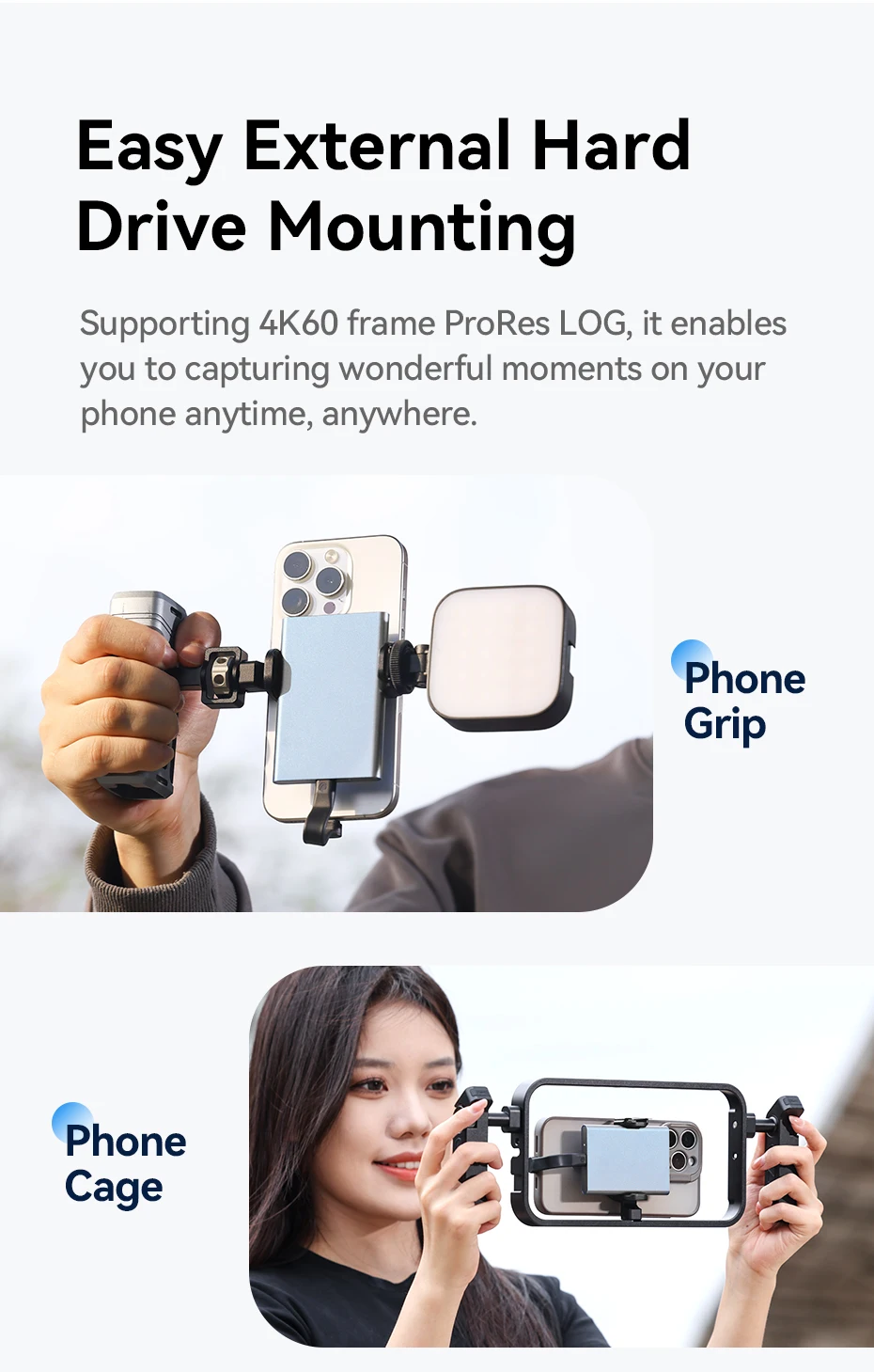 Description Picture 4 of itemUlanzi MG10 MagSafe Hard Drive Holder for Smartphone with Cold Shoe Mount for Phone Grip MagSafe Phone Cages Stabilizer Tripod