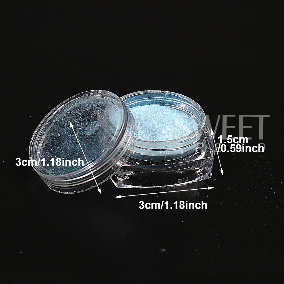 2pcs Moonlight Blue Aurora Chrome Nails Powder Glitter Rubbing on Powder Mirror Pigment Nail Art Supplies Manicure Decoration