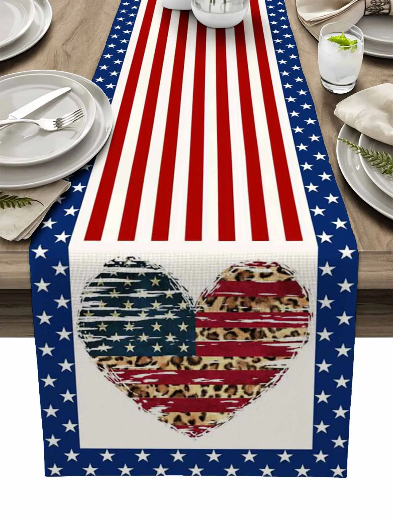 Flag Day Flag Love Table Runner Wedding Dining Table Decor Tablecloth