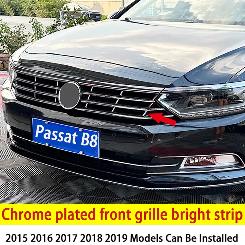Фото Передняя решетка для Vw Passat B8, хромированная Декоративная полоса, модель 2015, 2016, 2017, 2018, 2019, передняя решетка, хромированная полоса №5