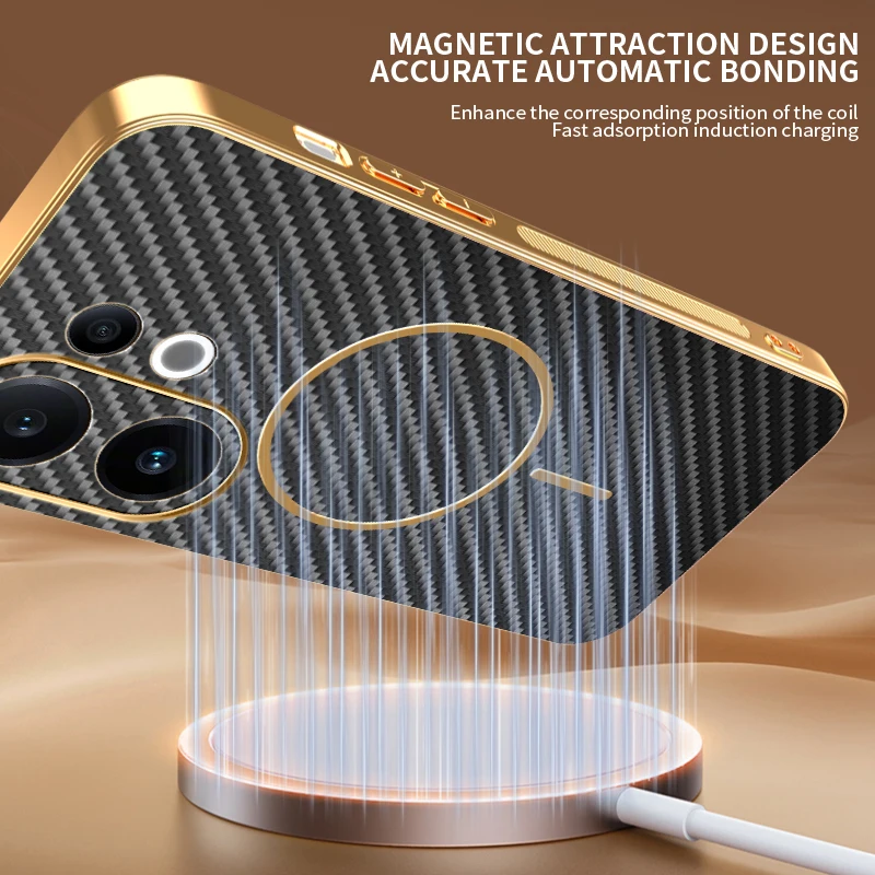 Sleek Carbon Fiber Magnetic Case with Wireless Charging Compatibility