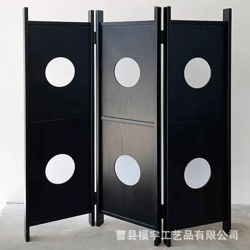 

Retro black screen, medieval hollowed out entrance restaurant, creative partition art design, foldable homestay, quiet style