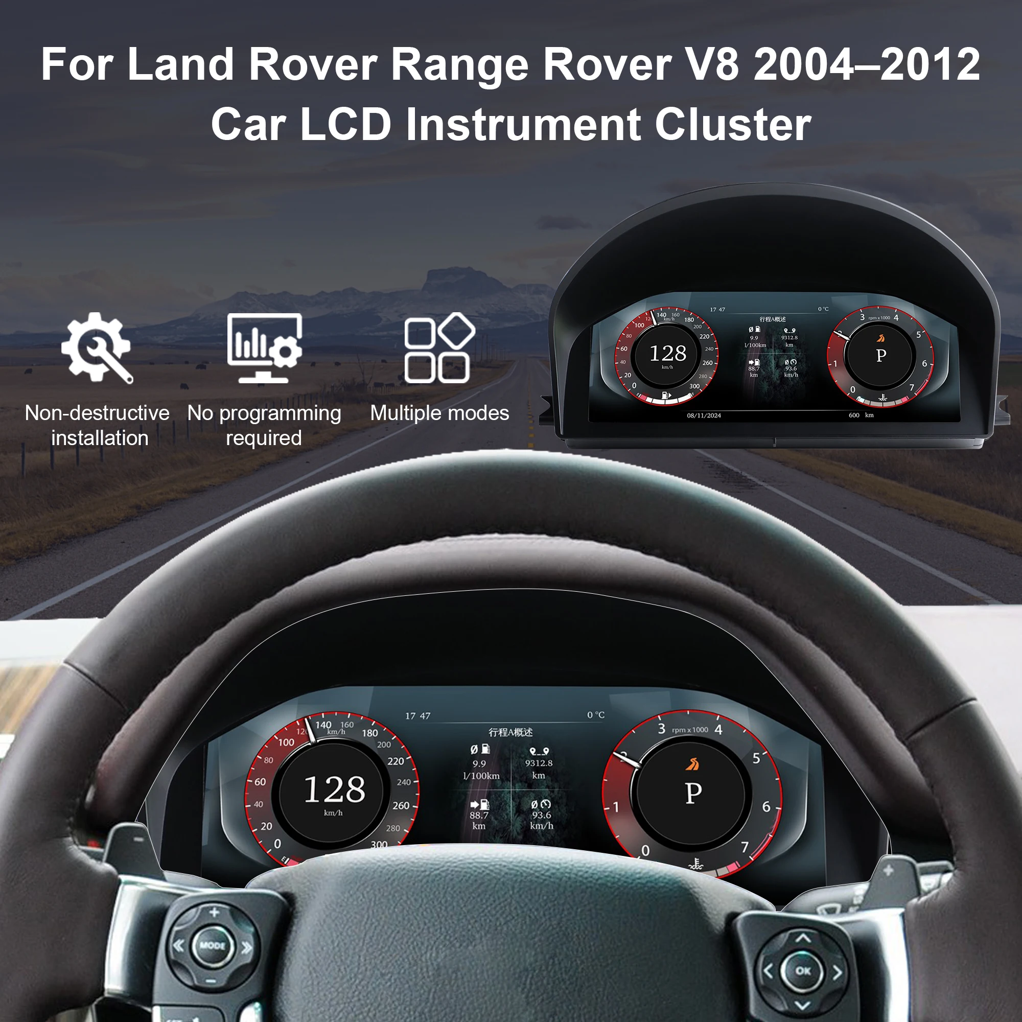 Digital Instrument Cluster For Land Rover Range Rover V8 2002-2012 Speedometer,D