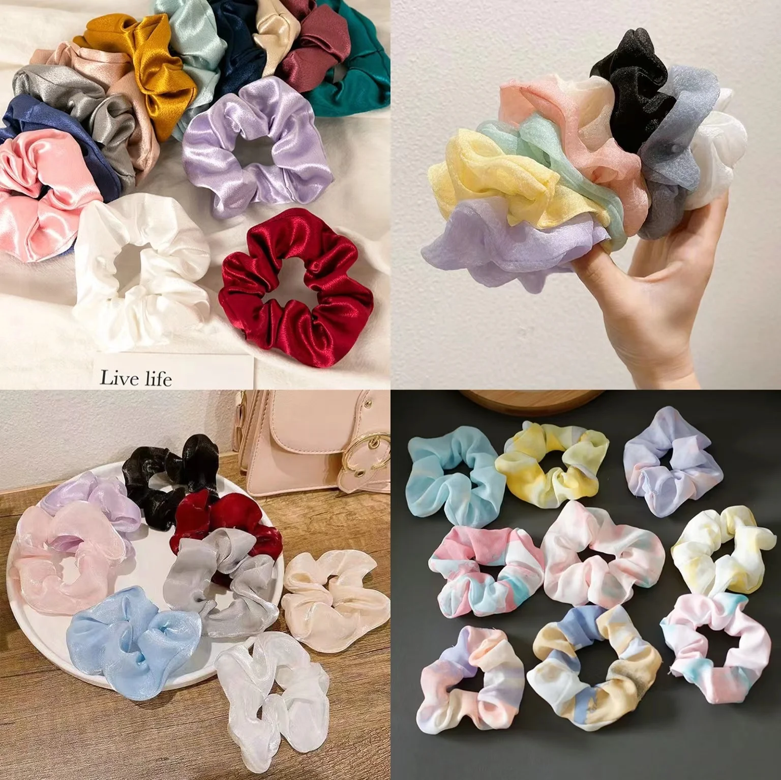 Tie Dye Ponytail Scrunchie Elastic Hair Bands Girl Women Hair Elastic