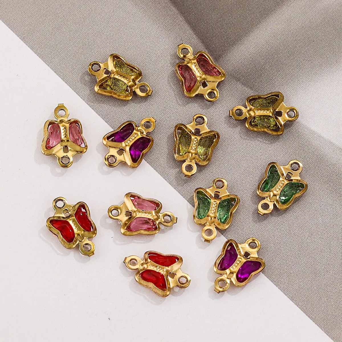 Stainless Steel Crystal Butterfly High-grade Color Titanium Steel Pendant Necklace DIY Jewelry Accessories Wholesale 4