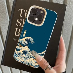 Kanagawa Wave Decorative Pattern Shockproof Soft Phone Case for Xiaomi 14T (Antique white)