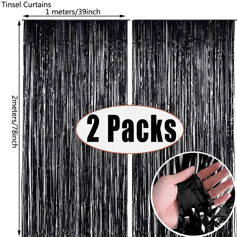 Party Backdrop Tinsel Fringe Curtain 2Pack 1X2M Birthday Wedding Decoration