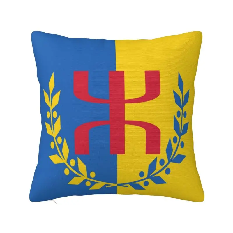 

Luxury Kabyle Amazigh Flag Cushion Cover Velvet Berber Proud Throw Pillow Case for Sofa Square Pillowcase Home Decorative