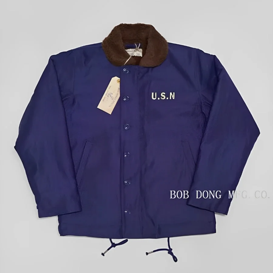 BOB DONG 1940's N-1 Deck Jacket Vintage Military Style Warm Wool Lining Men's Outerwear 4