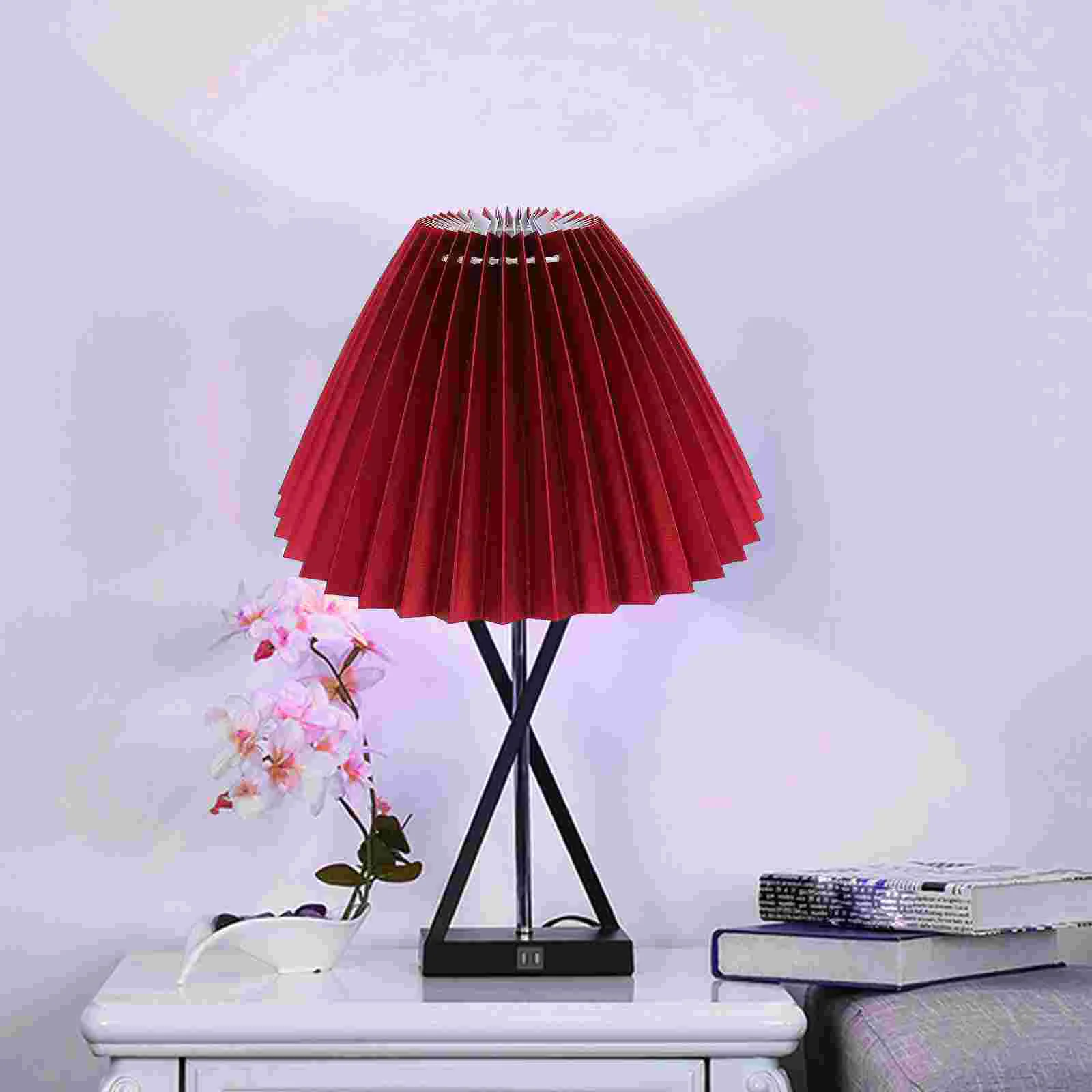 

Lampshade Small Pleated Lampshade Paper Chandelier Flower Desk White Shades Table Decor Accessory Bracket