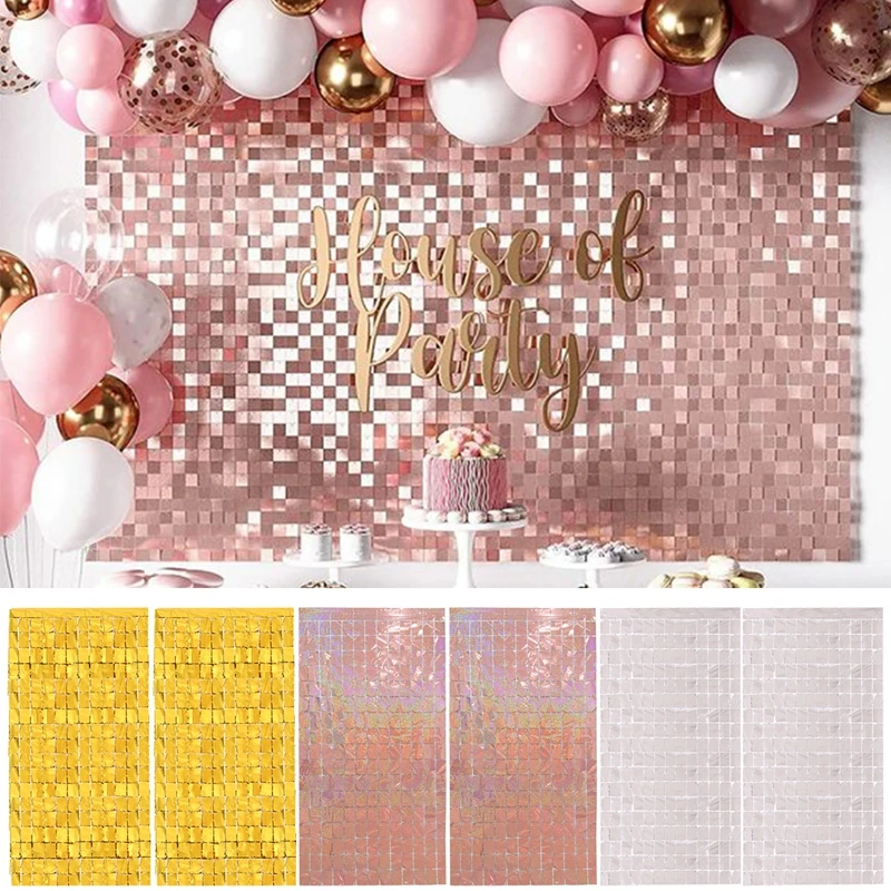 Description Picture 3 of item2M Tinsel Glitter Foil Rain Curtain Party Favors Birthday Party Decoration For Home Wall Background Curtain Wedding Supplies