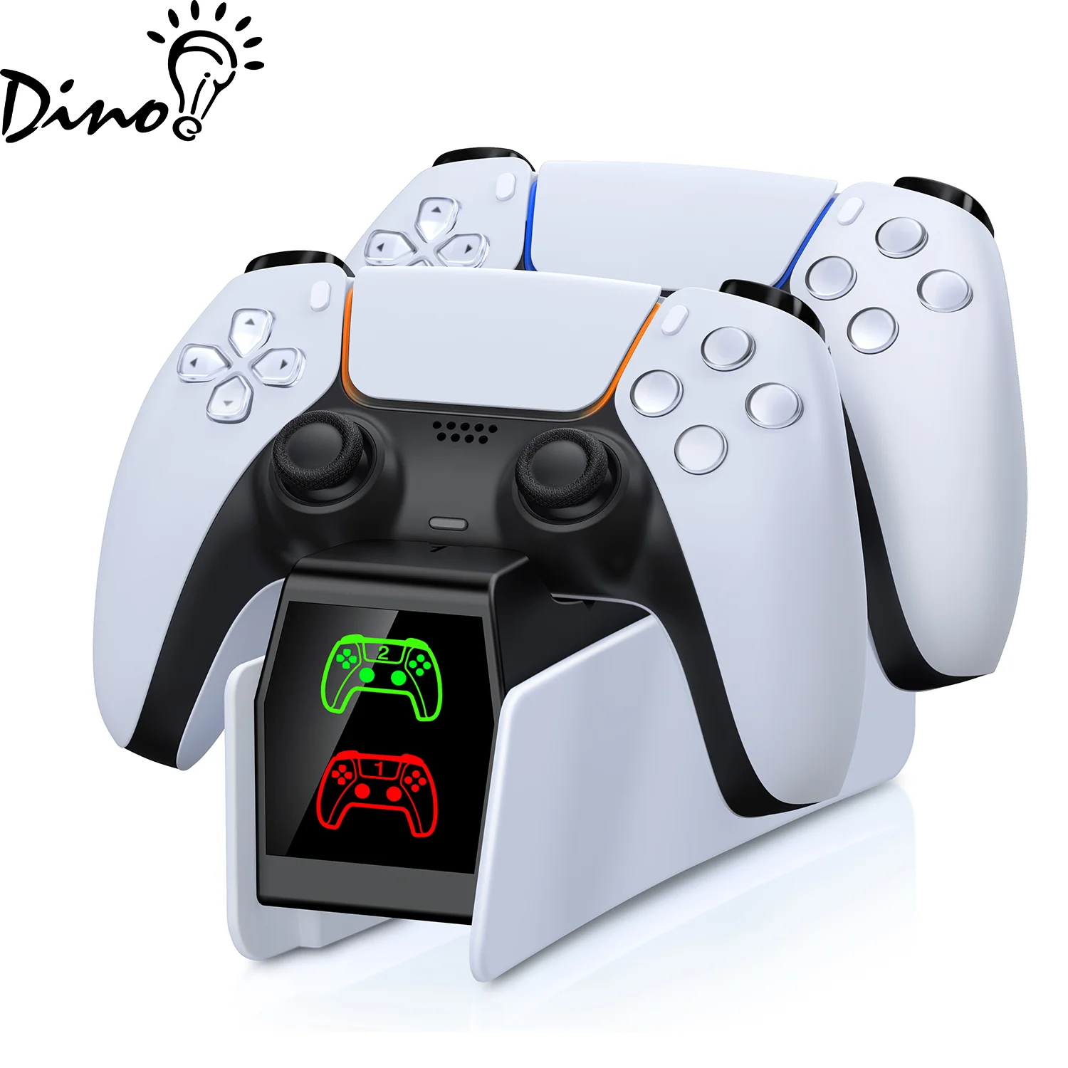 PS5 컨트롤러용 DinoFire FC304 충전 스테이션, 듀얼센스 2개용 듀얼 고속 충전 도크, 타입-C, LED 표시등, 게임용 스탠드