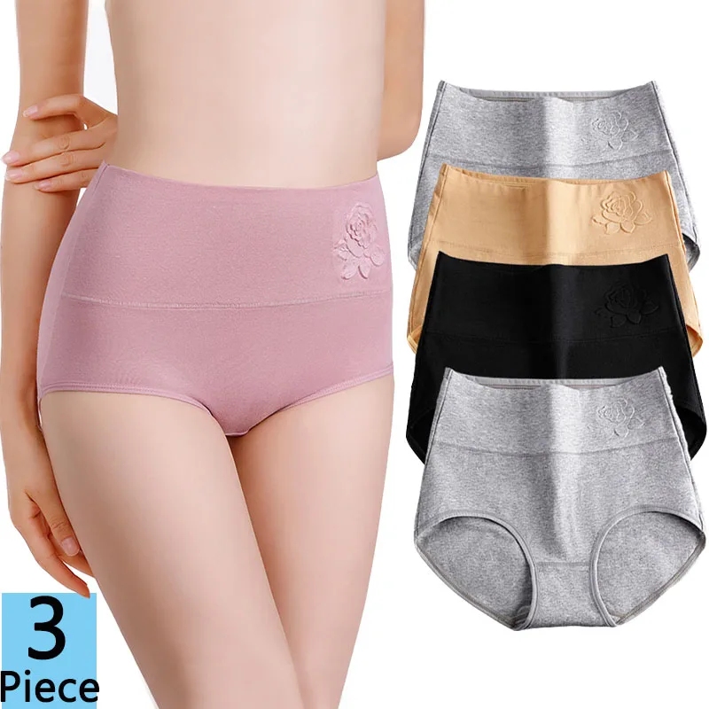 3Pcs Women's Underwear Panties Sexy Lace Thin Cotton Briefs Grils Seamless  Underpants Plus Size Female Lingerie