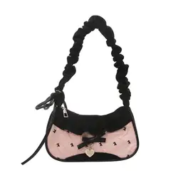Elegant Lace Ribbon Shoulder Bag - Chic Daily Handbag (Black)