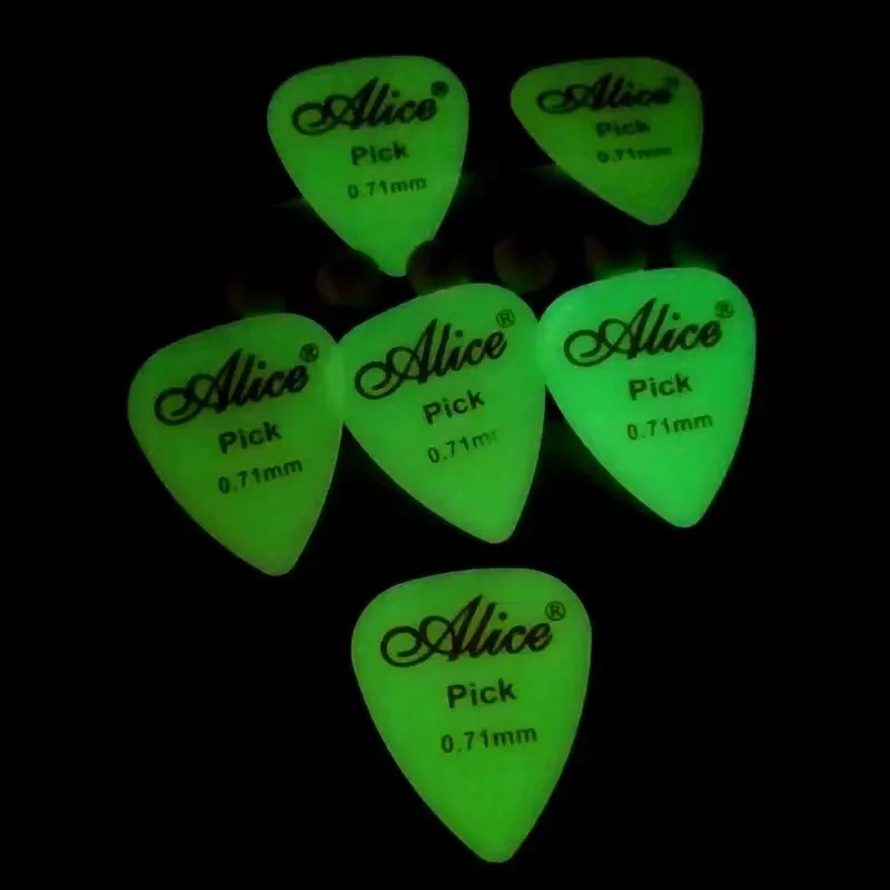 Guitar Picks Alice Luminous Fluorescent Acoustic Electric 0.58-1.5 mm Glow in the dark 6 pieces pack