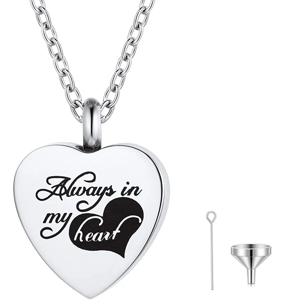 Heart Cremation Jewellery Urn Necklace for Ashes Memorial Keepsake Pendant Necklace Stainless Steel Cremation Pendant