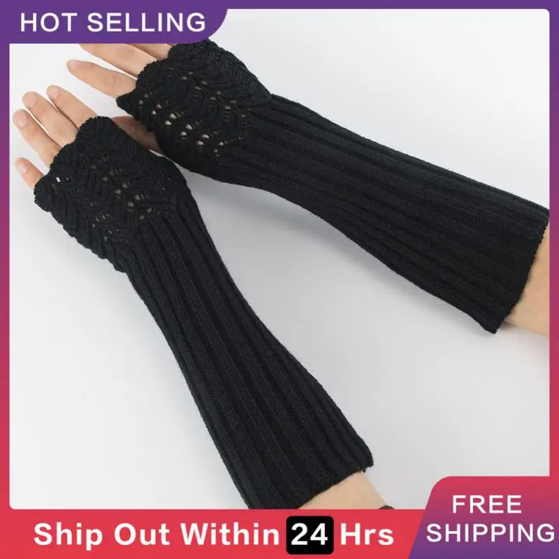 

Fashion Knitted Gloves Winter Warmer Women Stylish Fingerless Hand Mittens Arm Crochet Casual Warm Soft Female Mittens