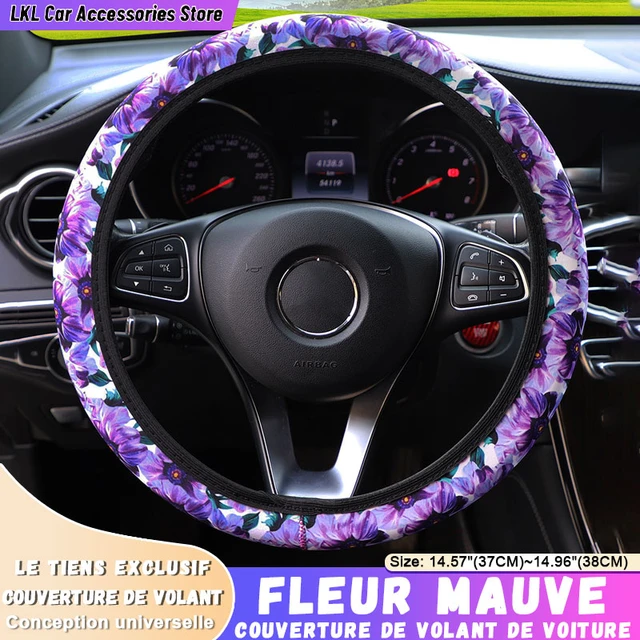 Nouveau couvre-volant de voiture universel 38CM fleur pourpre