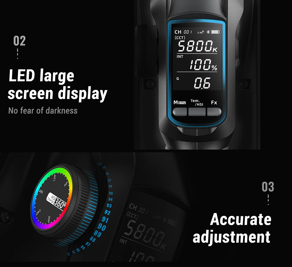 YN660 Handheld LED Video Light Touch Adjusting Bi-color 2000-9900k RGB Color Rem