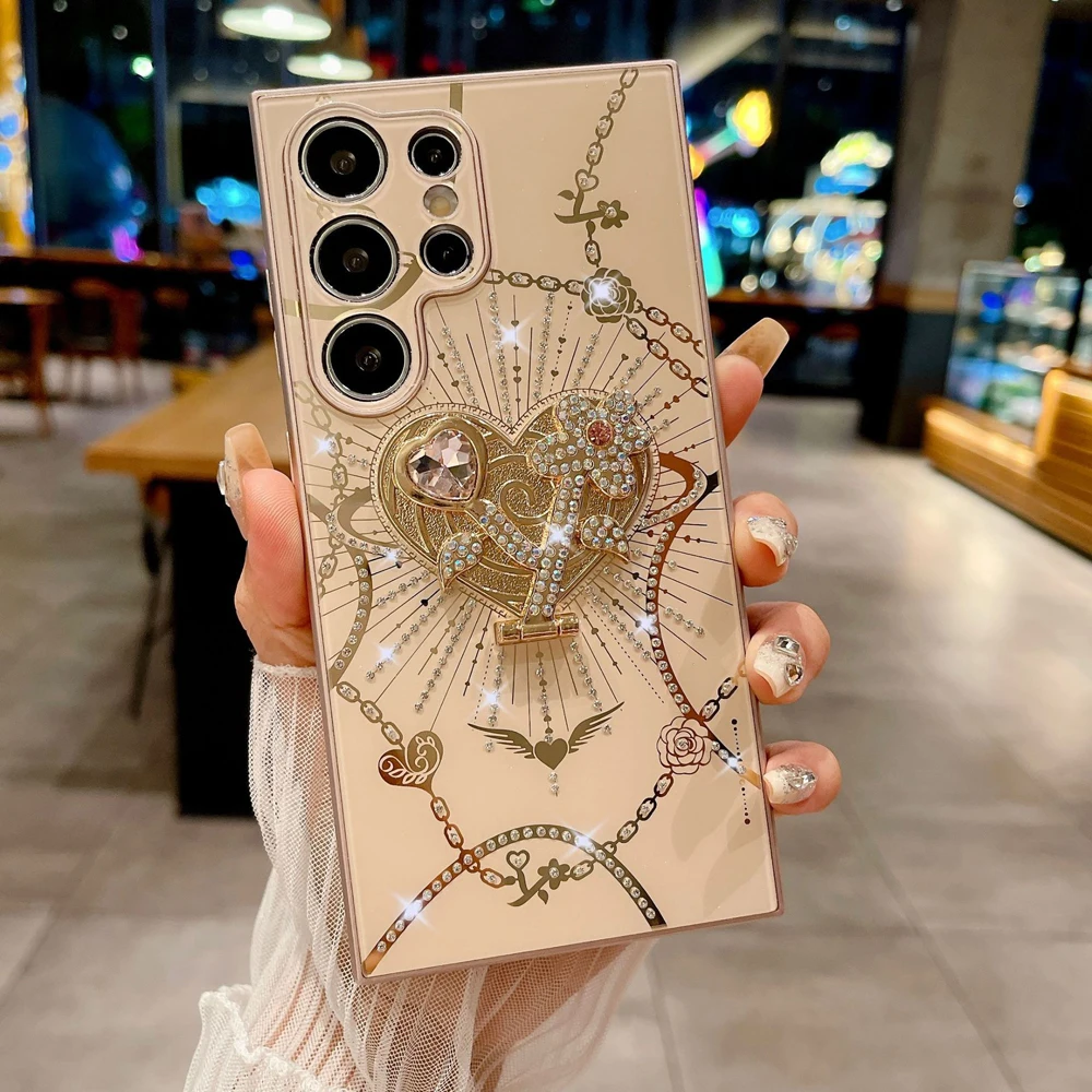 حافظة لامعة على شكل فراشة ماسية لامعة لهاتف سامسون...