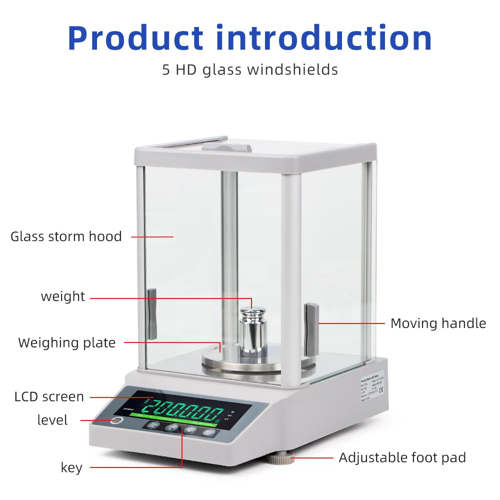 Lab Analytical Balance 0.001G High Precision Scale EU Plug Electronic Balance Scale Jewelry Luggage Kitchen Weighing