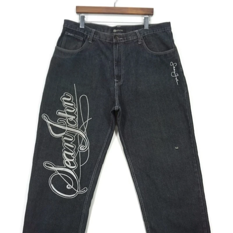 

2023 Street New Popular Letters Embroidered Jeans Female Y2k Retro Fashion Trend High Waist Slim Straight Pants Punk Baggy Jeans