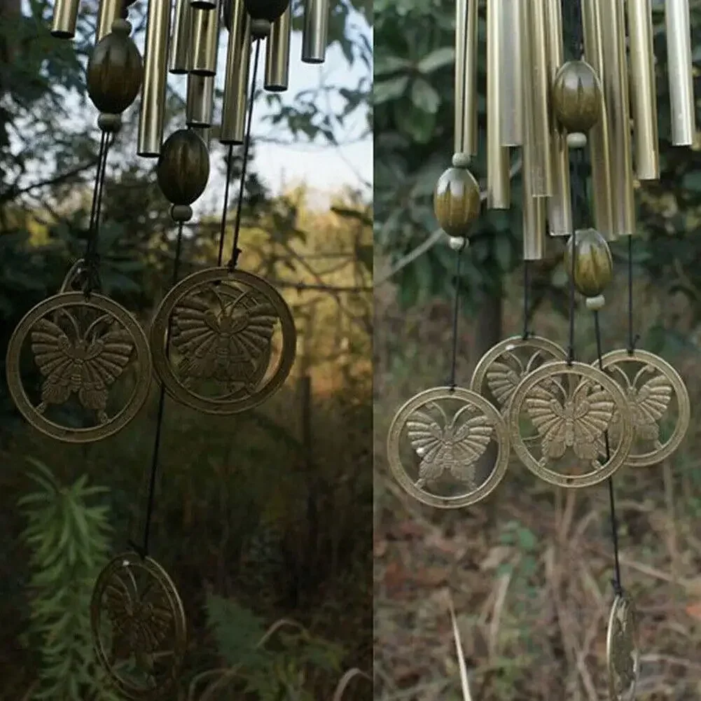 1 Pcs Large Wind Chimes Bell Stainless Butterfly 12 Tube Outdoor Door Hanging Ornament Windchime Garden Yard Decor 3