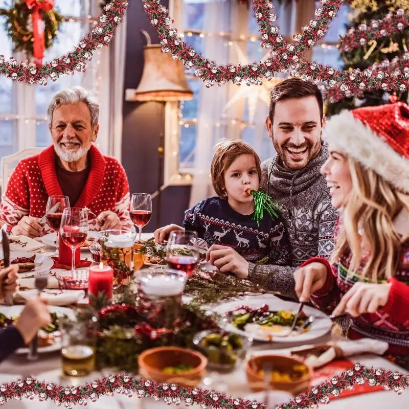 Indoor Party Christmas Tree Decor, 2M Tinsel Ribbons with Santa Claus Theme