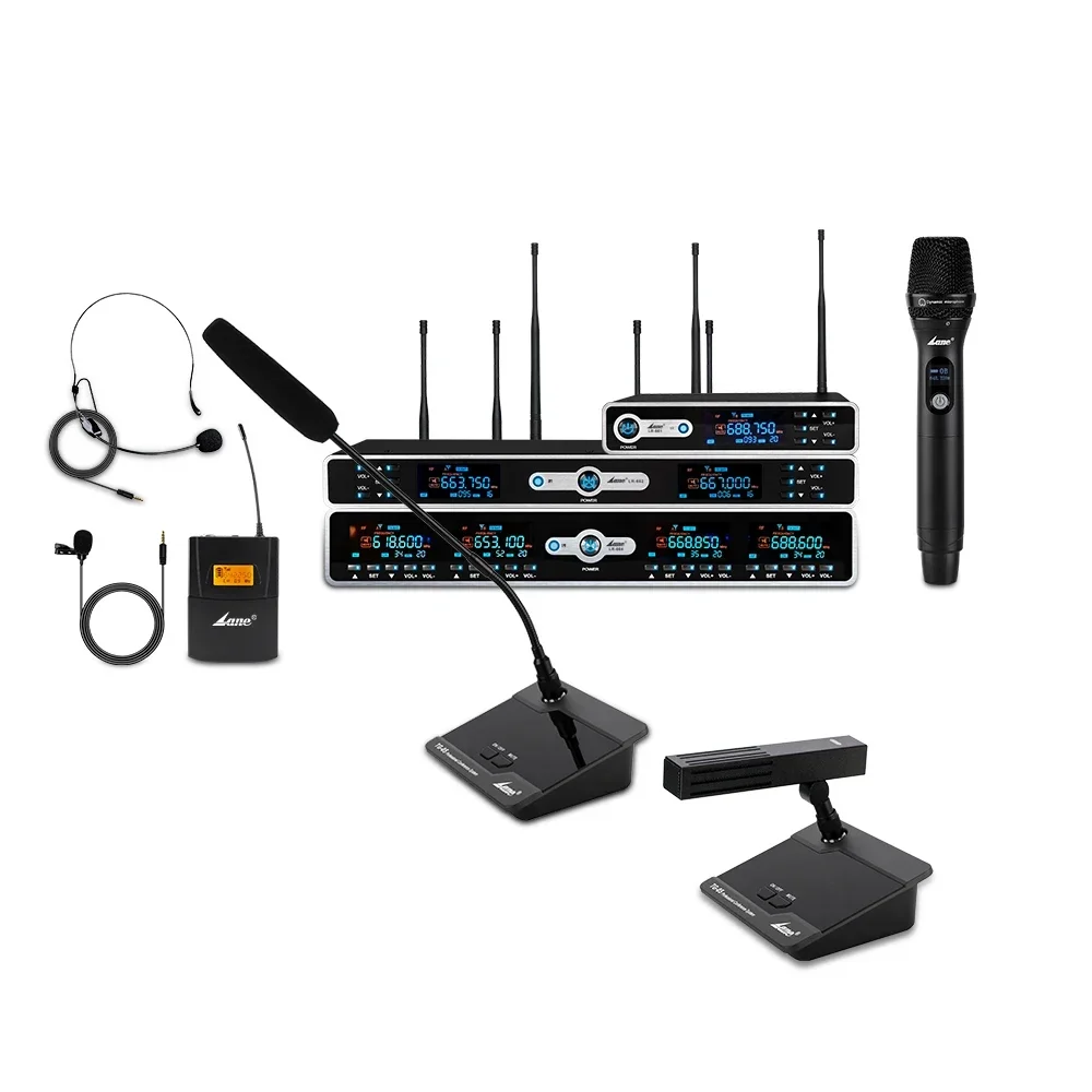 LR-664 교육 훈련 회의 야외 활동용 범용 무선 마이크, UHF 4 채널, FM 80DB, 베스트셀러
