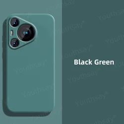 Premium Liquid Silicone Protective Phone Bumper Case Cover for Pura 80 ProPlus (Black Green)