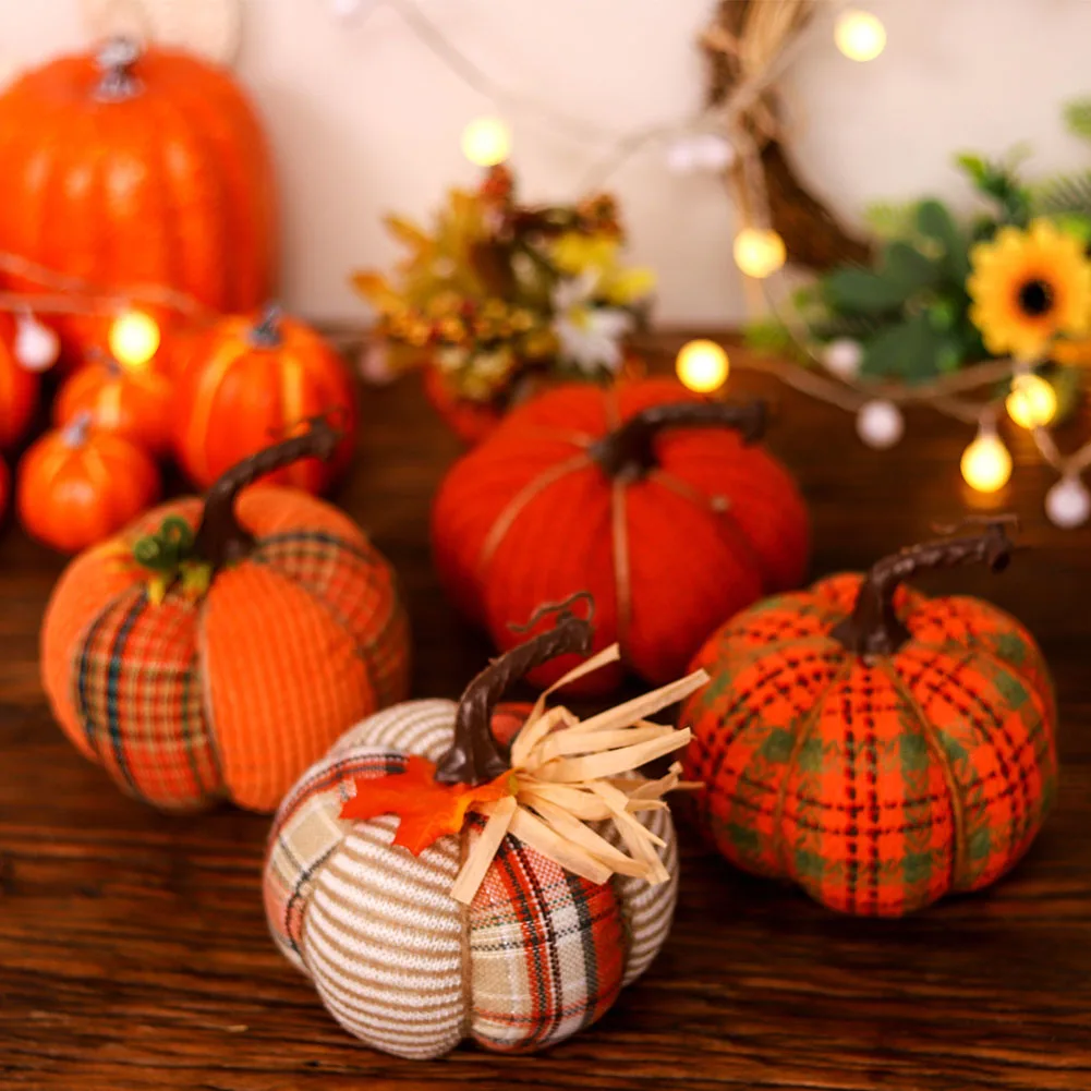

Artificial Pumpkins Plush Handmade Halloween Gift Harvest Cartoon Colored Fabric Pumpkin Thanksgiving Tabletop Decoration Props