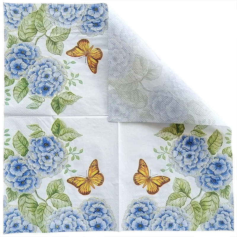 Paper napkins 10/20pcs/Pac gold butterfly big flower restaurant paper placemat birthday party decoration