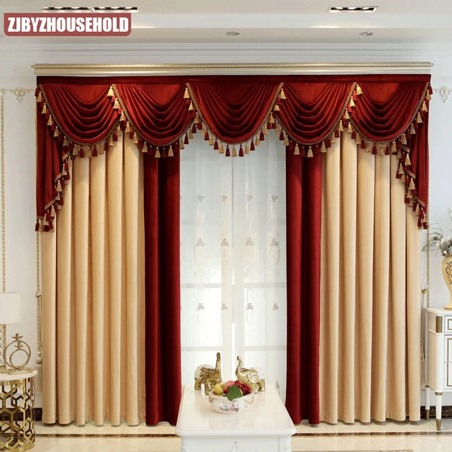 Custom Thick Curtains for Living Room Bedroom Villa Luxury Shading Velvet  Yellow Red Cloth Window Blackout
