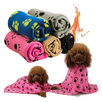 Pet Blanket Winter Dog Cat Bed Mat Dog Paws Print Warm Soft Sleeping Blankets Hamster Rabbit Beds Coral Fleece Dog Blanket 1