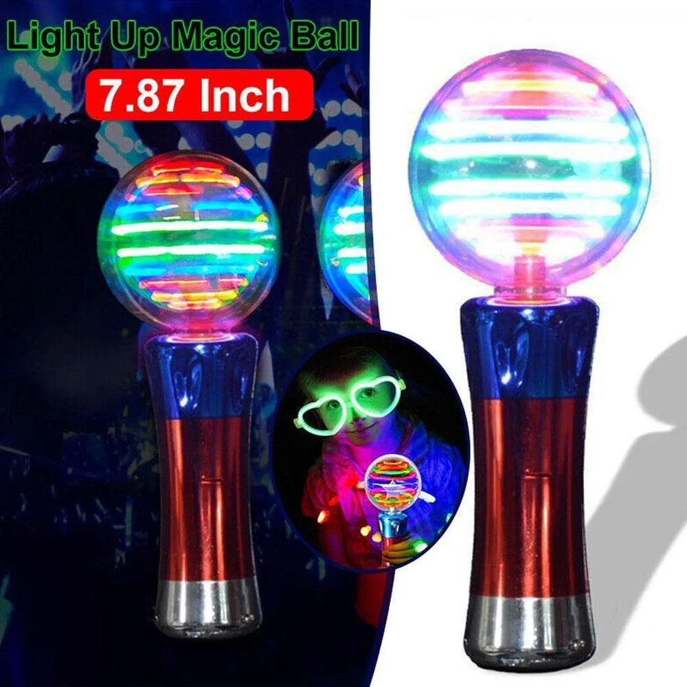 

Flashing Light Up Ball Toy Spinning Light Show Battery Powered Toy Wand Colorful LIght Plastic LED Glowing Stick Children