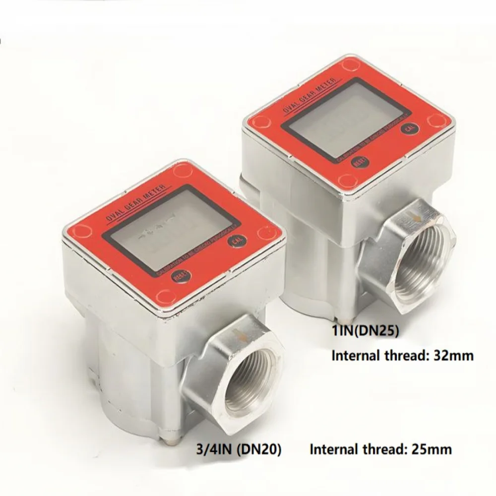 DN20 DN25 Digital Display Flow Meter Aluminum Oval Gear Flow Meter Liquid Oil for Diesel Oil Kerosene Gasoline Motor