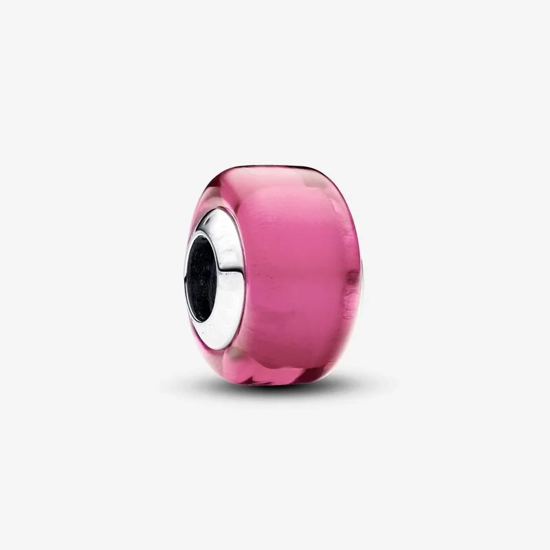 

Pink Mini Murano Glass Charm 925 Sterling Silver beads Fits Original Pandora bracelets Jewelry Making 2024