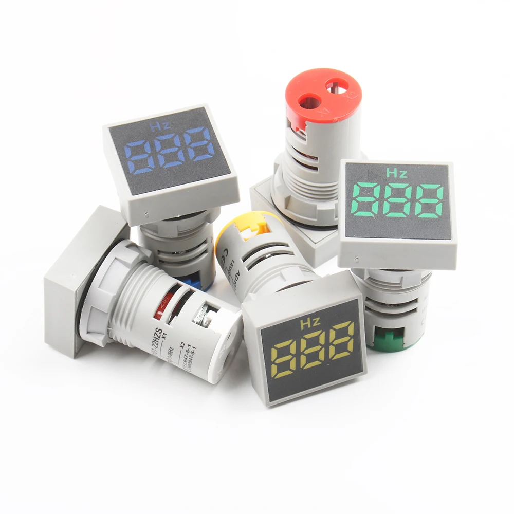 Frequency Meter Square 22mm Measuring Range 0-100 Hz Digital Display Electricity Hertz meter Indicator Signal Light Combo Tester