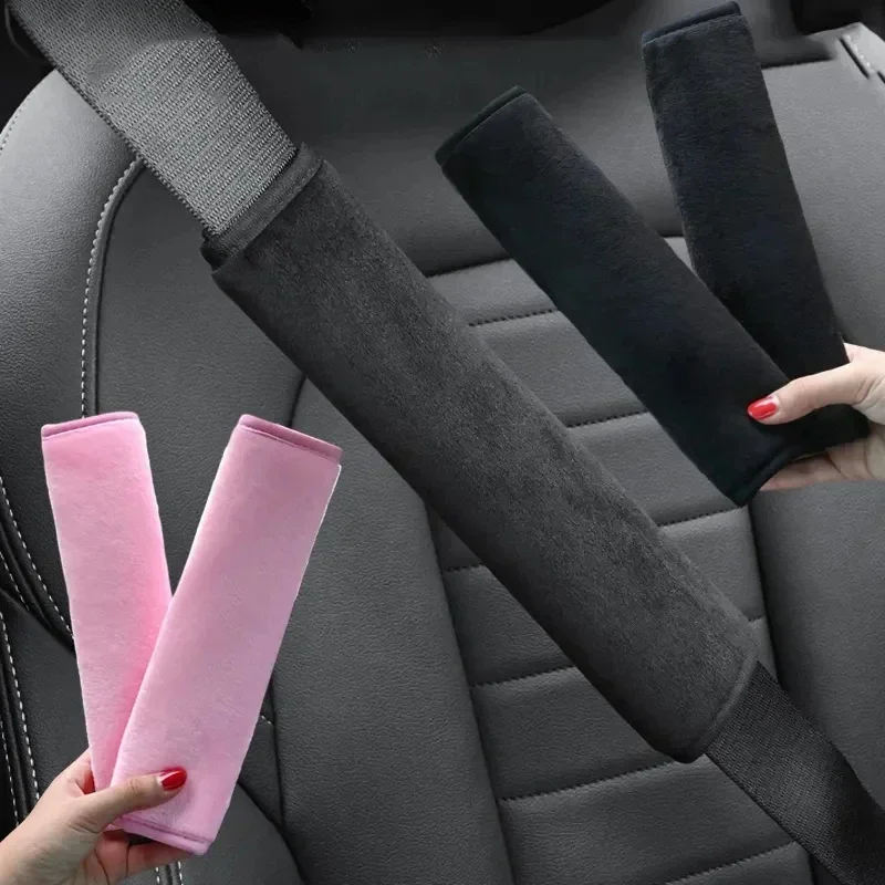 1/2Pcs Universal Comfortable Seat Belt Cover Adjustable Plush Car Safety Belt Cute Pink Car Accessories Car Accessories Interior