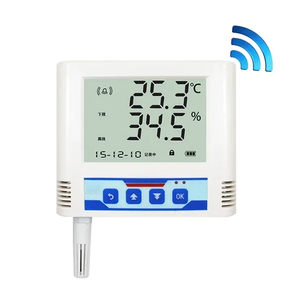 

Wall Mounted Temperature Monitoring System Data logger Wireless Wifi Temperature Humidity Sensor With Probe