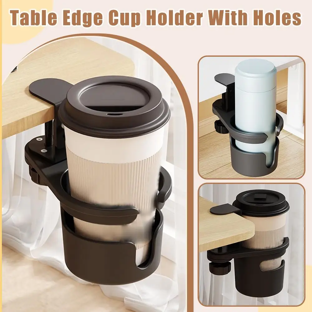 Universal Desk Cup Holder Adjustable Arm Clamp Stand Anti-fall Edge Holder Clamp Table Rotating Cup 360 Degree D4r9