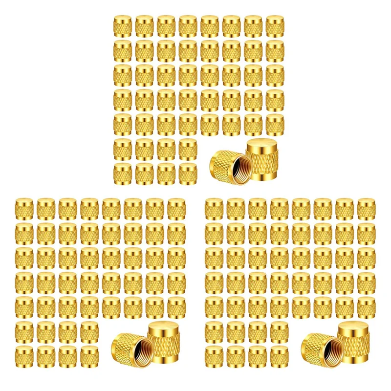 A20F-150 ชิ้น 1/4 นิ้วฝาครอบทองเหลือง, ฝาทองเหลืองแข็งพร้อมซีลโอริงนีโอพรีน, 1/4 นิ้ว SAE HVAC ฝาครอบวาล์ว 1