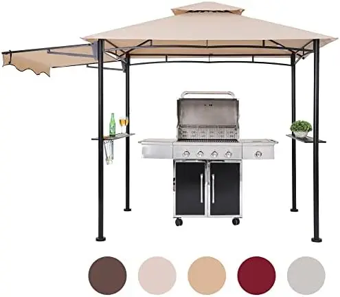 

Grill Gazebo, Outdoor BBQ Grill Canopy with Extra Shadow & LED Lights, Barbeque Gazebo Canopy (Cream) Flatback resin Dancing ca