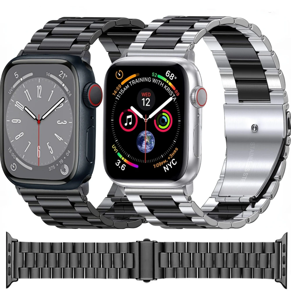 

Metal Strap For Apple Watch 8 7 45mm Ultra 49mm Stainless Steel Wristband correa iWatch 6 5 4 3 SE 44mm 40mm 42mm 38mm Watchband