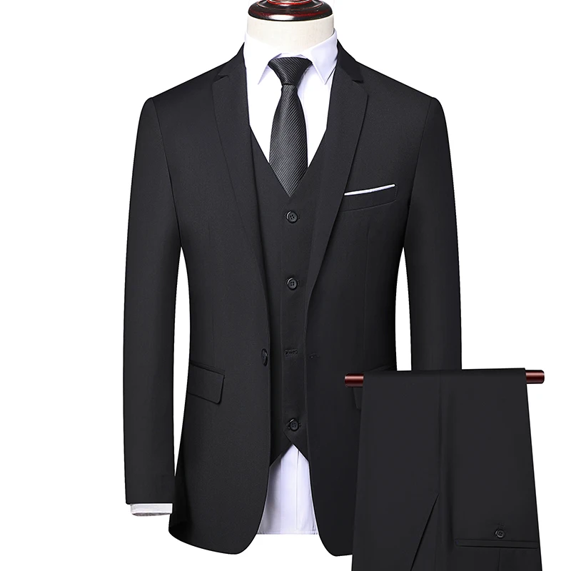 

(Blazer+ Waistcoat + Pants) Men's Business Professional Formal Dress British Style Groom Wedding Dress Suit Three-piece M-6XL